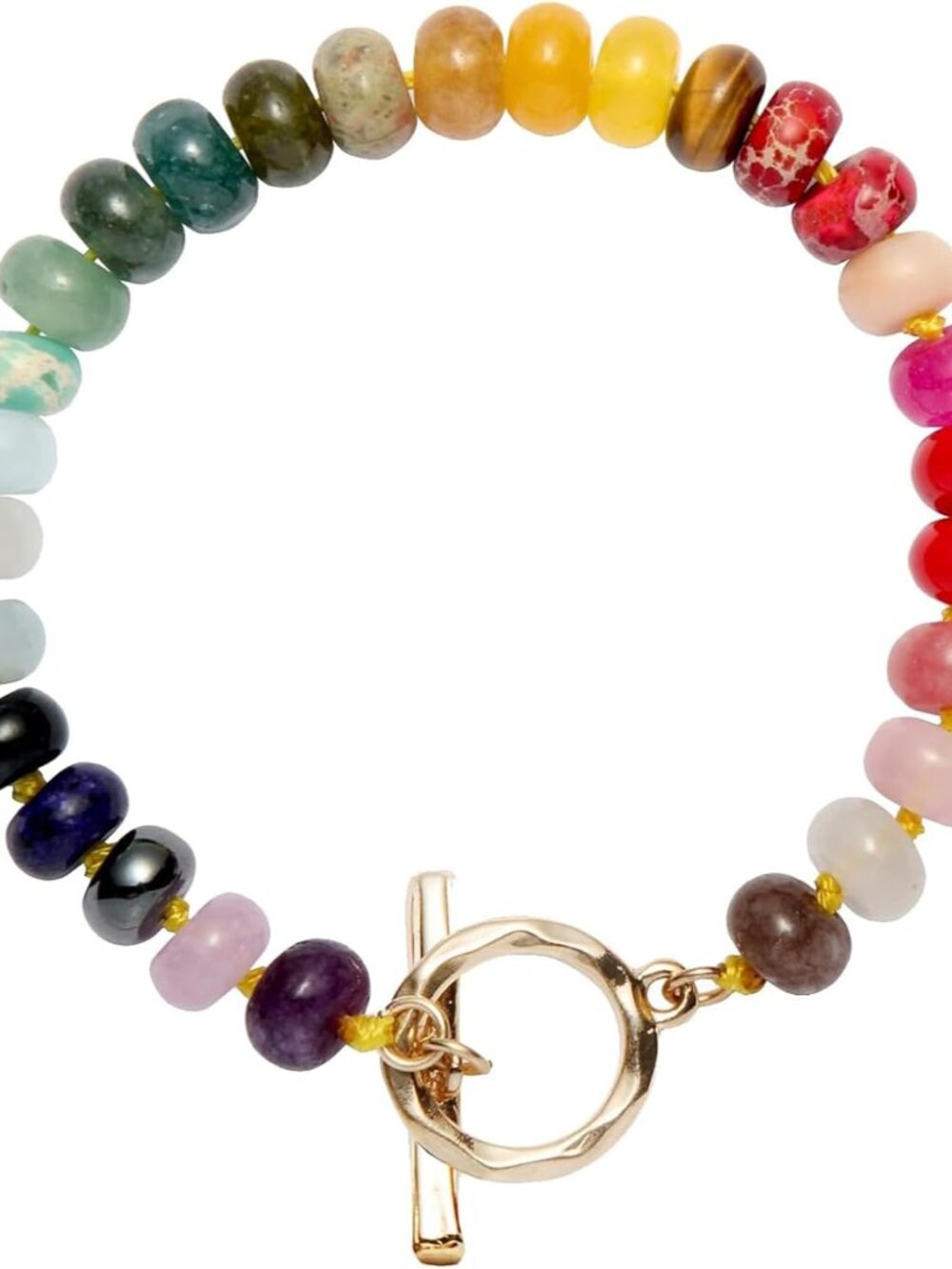 Unique Handmade Multi-Color Natural Stone Bracelet - 7.5 Inches for Every Woman